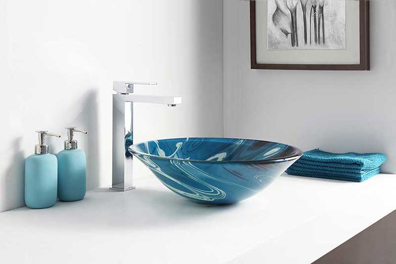Anzzi Symphony Series Deco-Glass Vessel Sink in Lustrous Dark Blue Finish 6