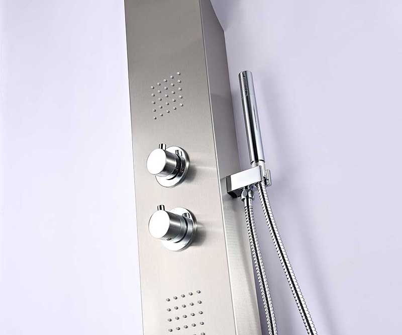 Anzzi ANCHORAGE Series 60 in. Full Body Shower Panel System with Heavy Rain Shower and Spray Wand in Brushed Steel 4