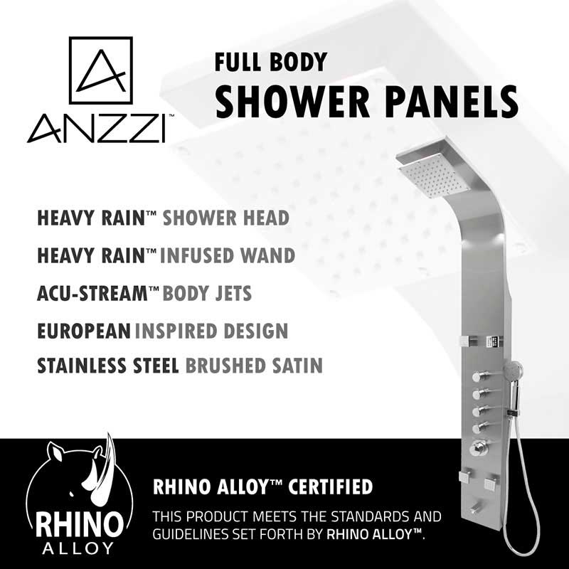 Anzzi Echo 63.5 in. 4-Jetted Full Body Shower Panel with Heavy Rain Shower and Spray Wand in Brushed Stainless Steel 3
