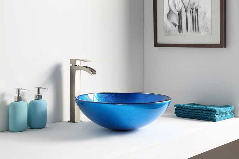 Anzzi Clavier Series Deco-Glass Vessel Sink in Lustrous Blue Finish 6