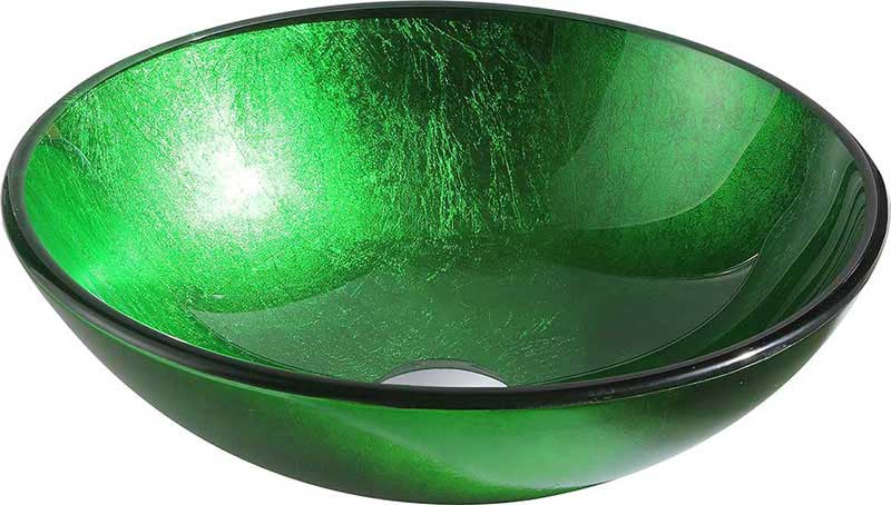 Anzzi Melody Series Deco-Glass Vessel Sink in Lustrous Green with Enti Faucet in Polished Chrome 2