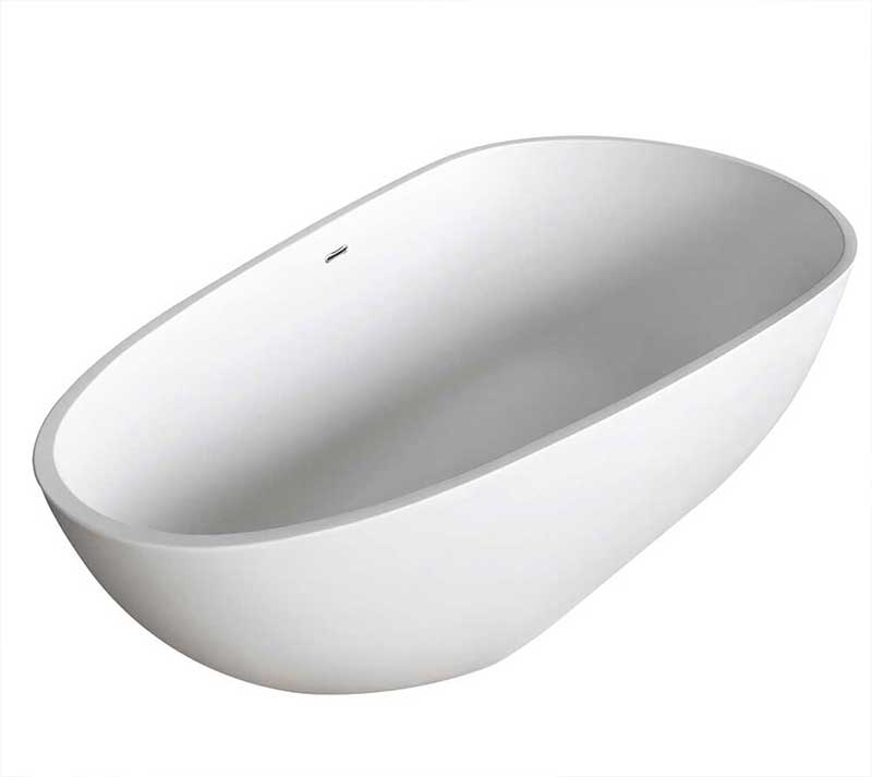 Anzzi Fiume 5.6 ft. Man-Made Stone Freestanding Non-Whirlpool Bathtub in Matte White and Dawn Series Faucet in Chrome 2