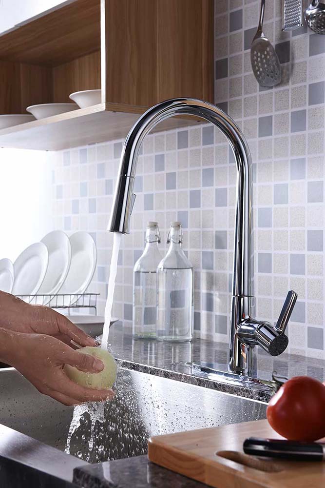 Anzzi Orbital Single Handle Pull-Down Sprayer Kitchen Faucet in Polished Chrome KF-AZ186CH 5