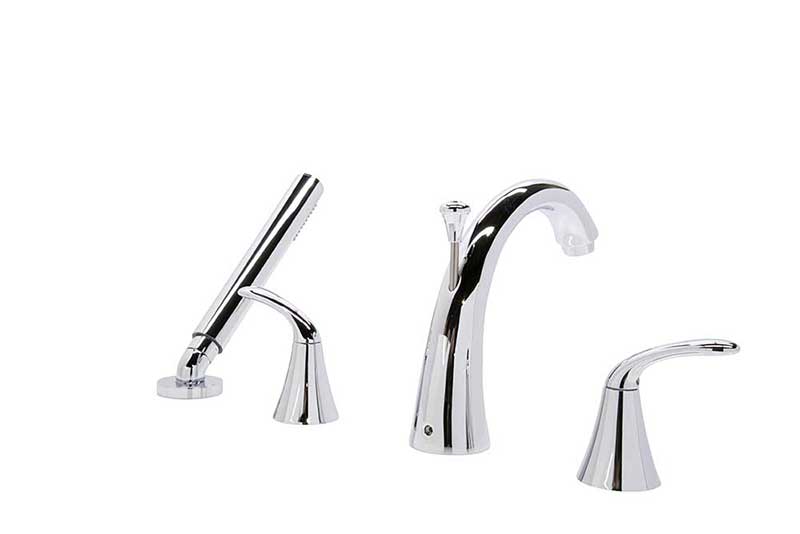 Anzzi Fawn Series 2-Handle Roman Bathtub Faucet with Shower Wand in Polished Chrome 5