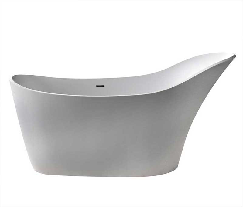 Anzzi Alto 5.6 ft. Man-Made Stone Freestanding Non-Whirlpool Bathtub in Matte White and Sol Series Faucet in Chrome 4