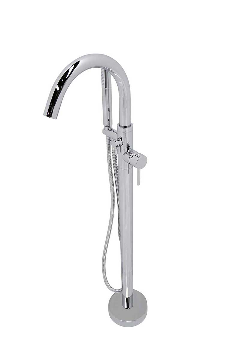 Anzzi Dualita 5.8 ft. Acrylic Freestanding Non-Whirlpool Bathtub in Black and Kros Series Faucet in Chrome 5