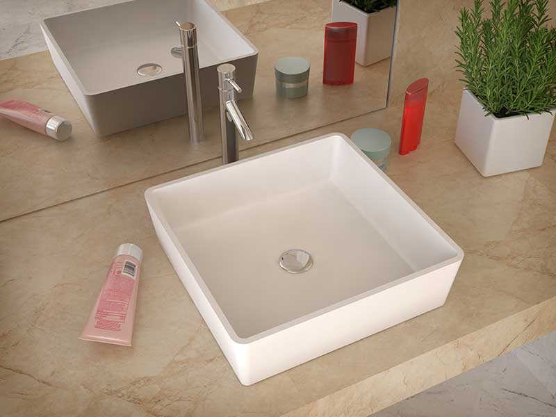 Anzzi Matimbi 1-Piece Solid Surface Vessel Sink with Pop Up Drain in Matte White LS-AZ8239 2