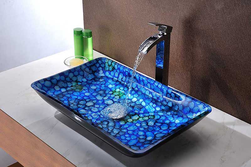 Anzzi Assai Series Deco-Glass Vessel Sink in Lustrous Blue 4