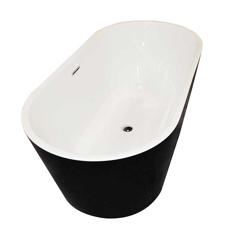 Anzzi Dualita 64.75 in. One Piece Acrylic Freestanding Bathtub in Glossy Black and White 3