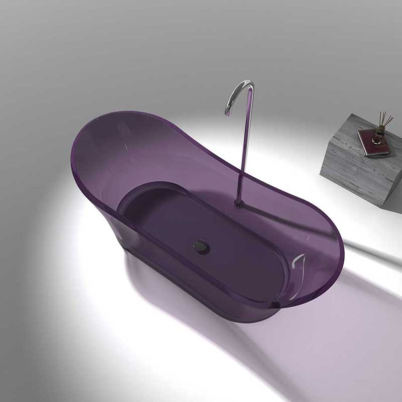 Anzzi Azul 5.8 ft. Man-Made Stone Freestanding Non-Whirlpool Bathtub in Evening Violet and Sol Series Faucet in Chrome 4