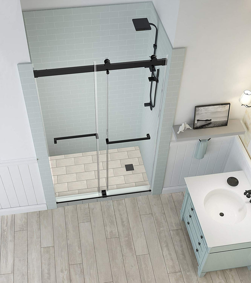 Aston Rivage 44 in. to 48 in. x 76 in. Frameless Double-Bypass Sliding Shower Door in Oil Rubbed Bronze 2