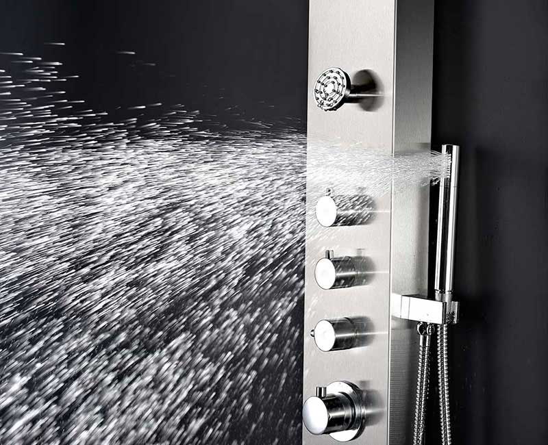 Anzzi STARLET Series 64 in. Full Body Shower Panel System with Heavy Rain Shower and Spray Wand in Brushed Steel 11