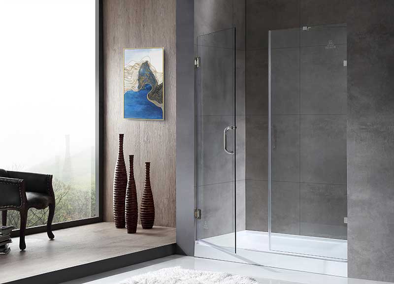 Anzzi Consort Series 60 in. by 72 in. Frameless Hinged Alcove Shower Door in Polished Chrome with Handle SD-AZ07-01CH 3