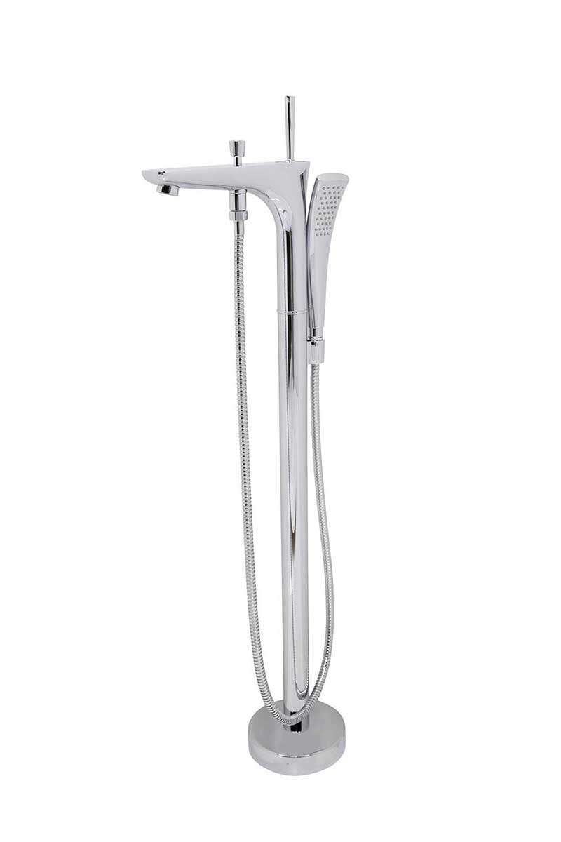 Anzzi Volo 5.9 ft. Man-Made Stone Freestanding Non-Whirlpool Bathtub in Matte White and Kase Series Faucet in Chrome 7
