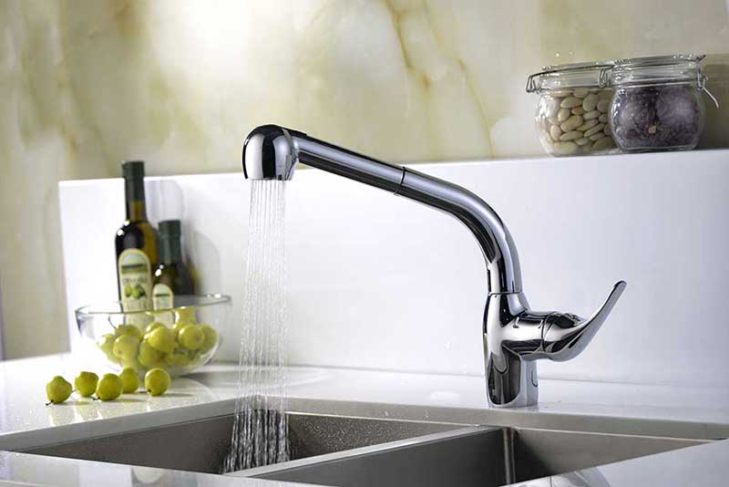 Anzzi Harbour Pull Out Single Handle Kitchen Faucet in Polished Chrome 2