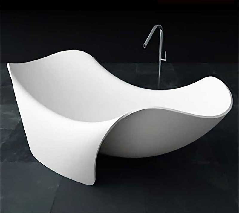 Anzzi Cielo 6.5 ft. Man-Made Stone Freestanding Non-Whirlpool Bathtub in Matte White and Kros Series Faucet in Chrome 4