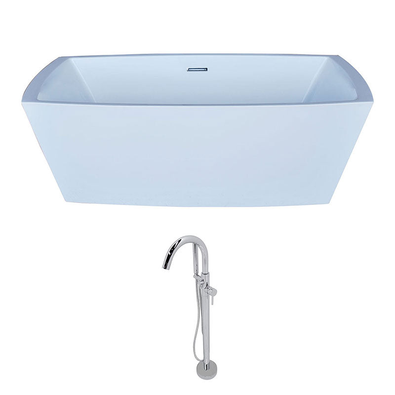 Anzzi Arthur 5.6 ft. Acrylic Freestanding Non-Whirlpool Bathtub in White and Kros Series Faucet in Chrome