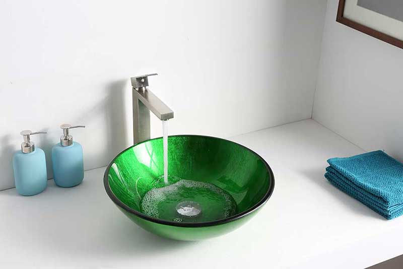 Anzzi Melody Series Deco-Glass Vessel Sink in Lustrous Green Finish 3