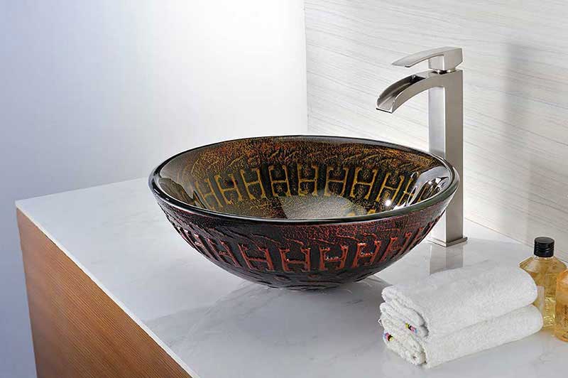 Anzzi Opus Series Deco-Glass Vessel Sink in Lustrous Brown 5