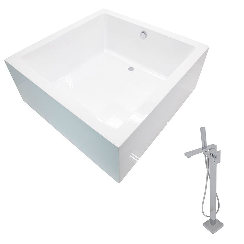 Anzzi Apollo 4.6 ft. Acrylic Freestanding Non-Whirlpool Bathtub in White and Dawn Series Faucet in Chrome