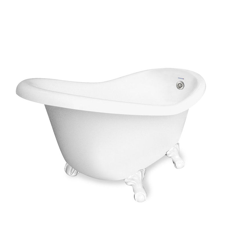 American Bath Factory Ascot 60" White AcraStone Tub & Drain, No Faucet Holes