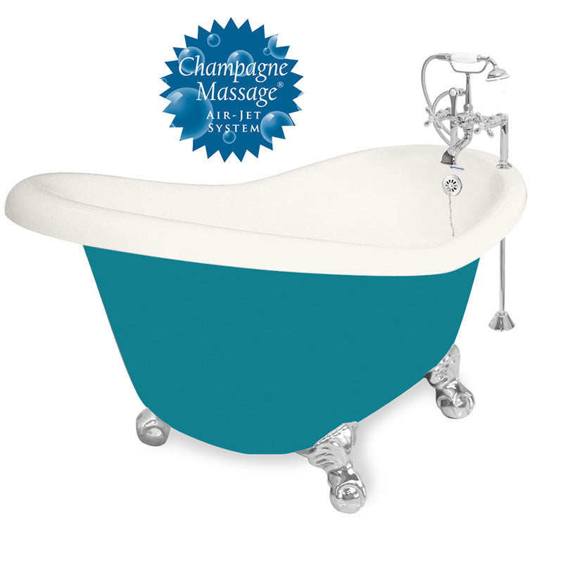 American Bath Factory 60" Ascot in Bisque and Splash of Color with Chrome Finish and F100A Deck Mount