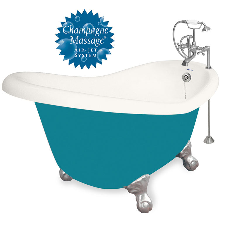 American Bath Factory 60" Ascot in Bisque and Splash of Color with Satin Nickel Finish and F100A Deck Mount
