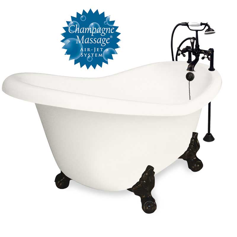 American Bath Factory 60" Ascot in Bisque with Old World Bronze Finish and F900A Deck Mount