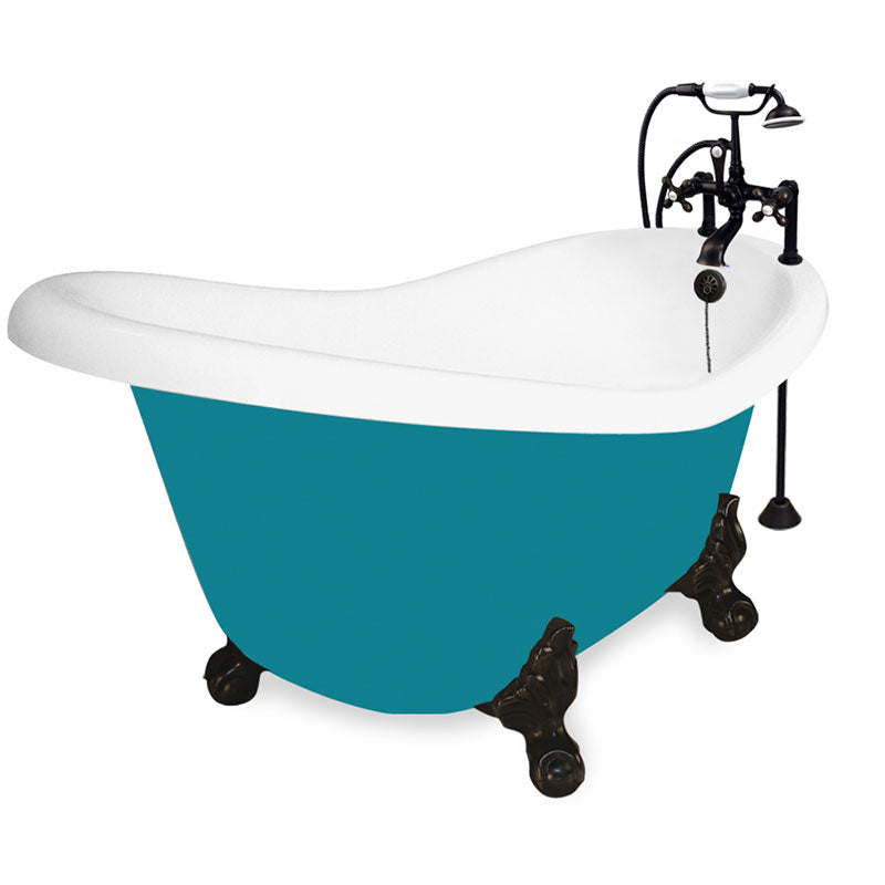 American Bath Factory 60" Ascot in Splash of Color with Old World Bronze Finish and F100A Deck Mount