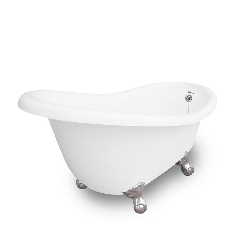 American Bath Factory Marilyn 67" White AcraStone Tub & Drain, No Faucet Holes