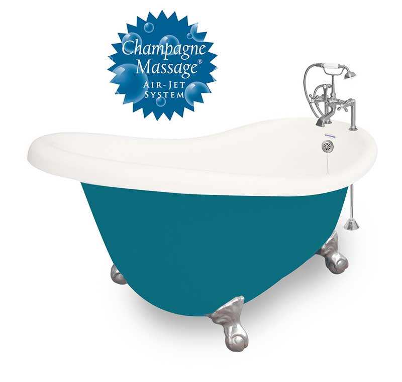 American Bath Factory 67" Marilyn in Bisque and Splash of Color with Satin Nickel Finish and F100A Deck Mount
