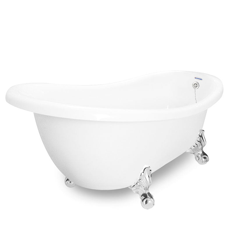 American Bath Factory Churchill 71" White AcraStone Tub & Drain, No Faucet Holes