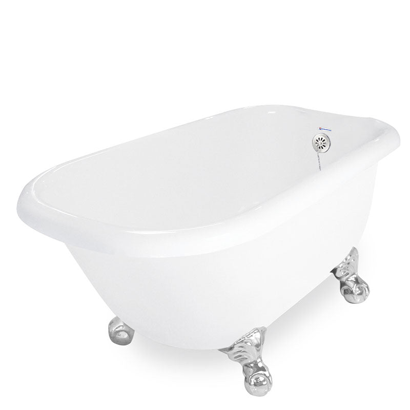 American Bath Factory Jester 54" White AcraStone Tub & Drain, 7" Faucet Holes