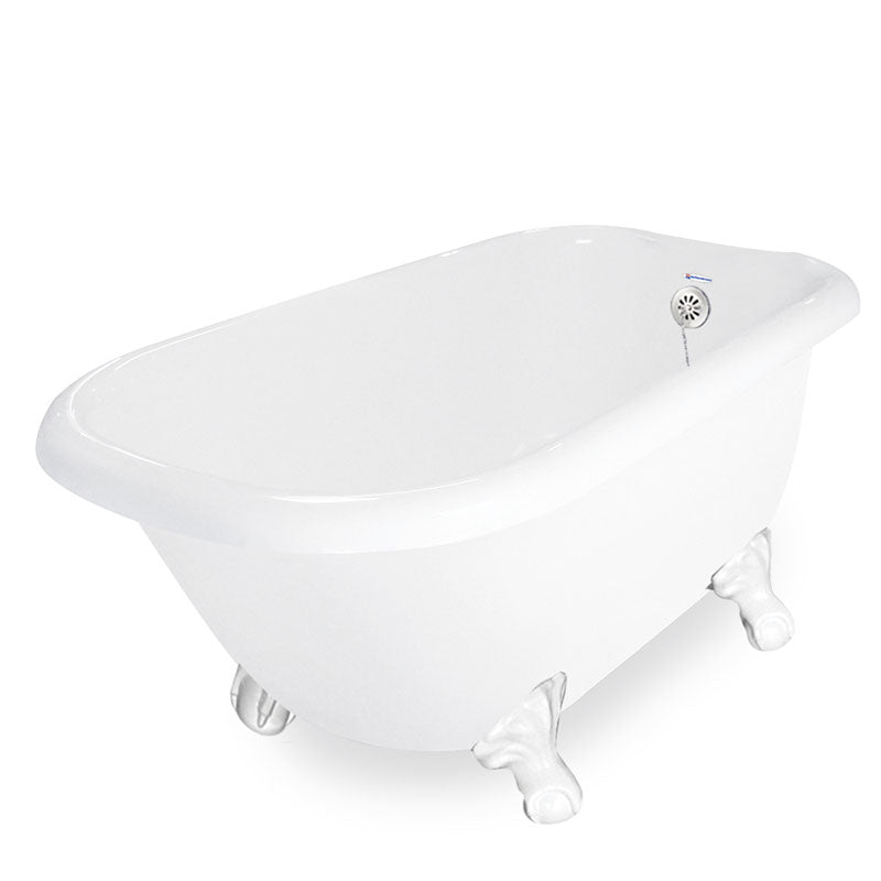 American Bath Factory Jester 54" White AcraStone Tub & Drain, 7" Faucet Holes