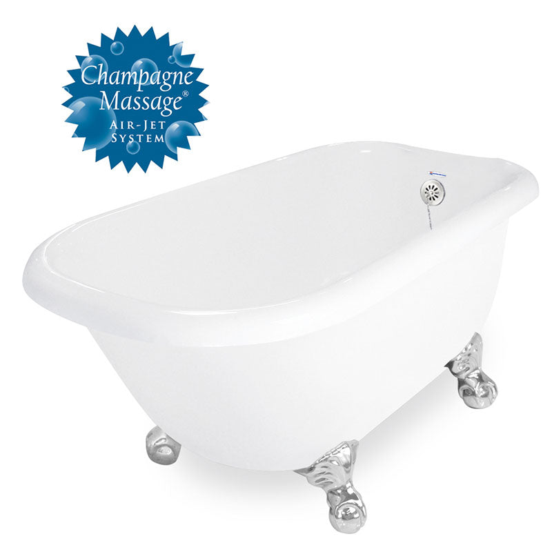 American Bath Factory 60" Trinity in White with Chrome Finish and Pre-Drilled Holes