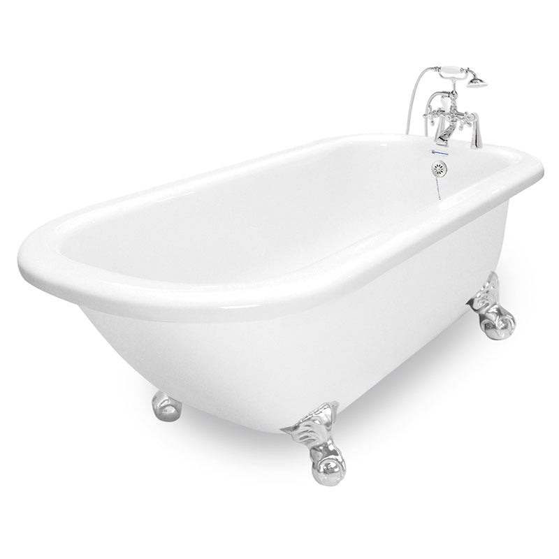 American Bath Factory 60" Trinity in White with Chrome Finish and F900A Deck Mount