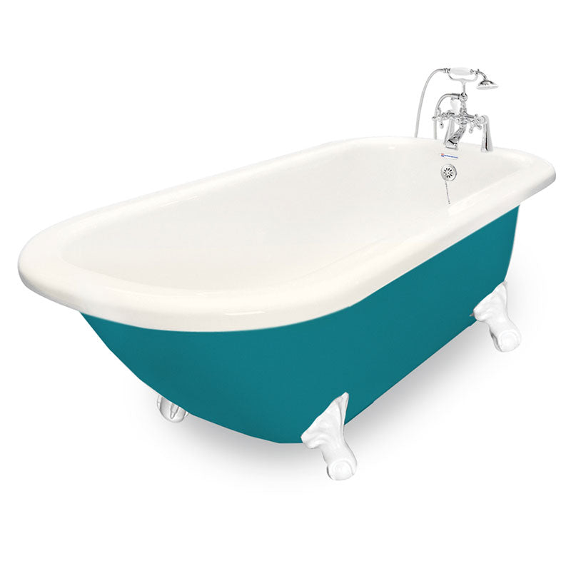 American Bath Factory 60" Trinity in Bisque and Splash of Color with White Finish and F900A Deck Mount