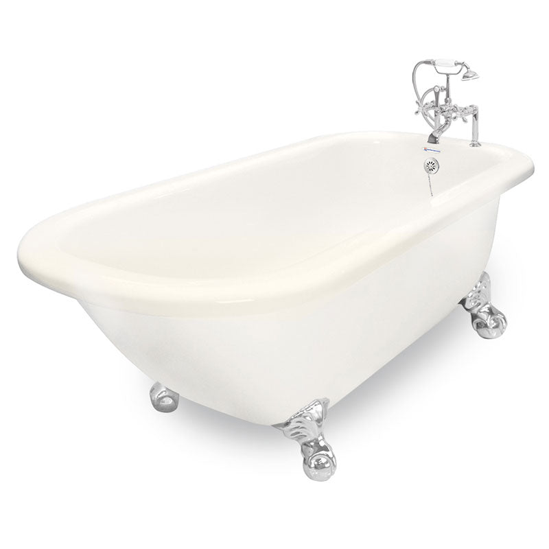 American Bath Factory 60" Trinity in Bisque with Chrome Finish and F100A Deck Mount