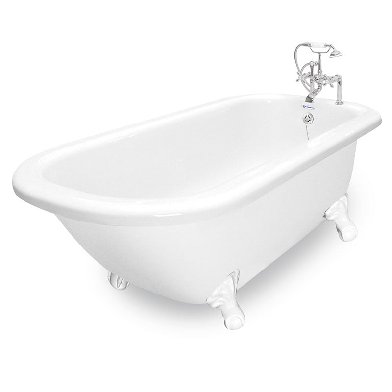 American Bath Factory 60" Trinity in White with White Finish and F100A Deck Mount