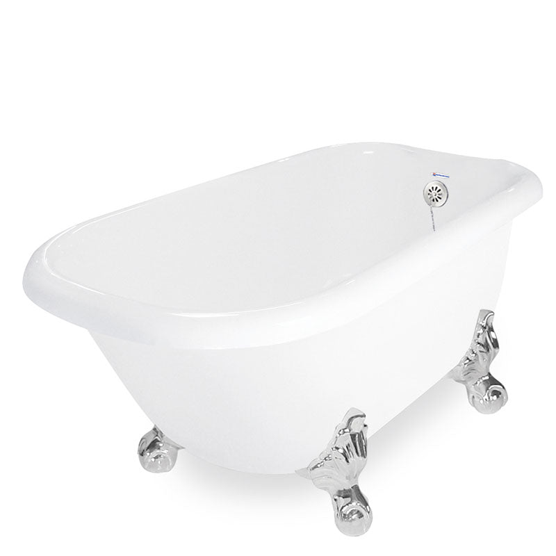 American Bath Factory Trinity 60" White AcraStone Tub & Drain, 7" Faucet Holes