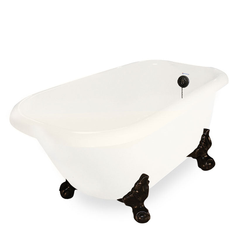 American Bath Factory Trinity 60" Bisque AcraStone Tub & Drain, No Faucet Holes