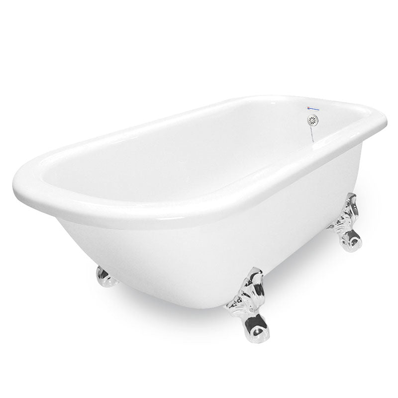 American Bath Factory Maverick 67" White AcraStone Tub & Drain, No Faucet Holes