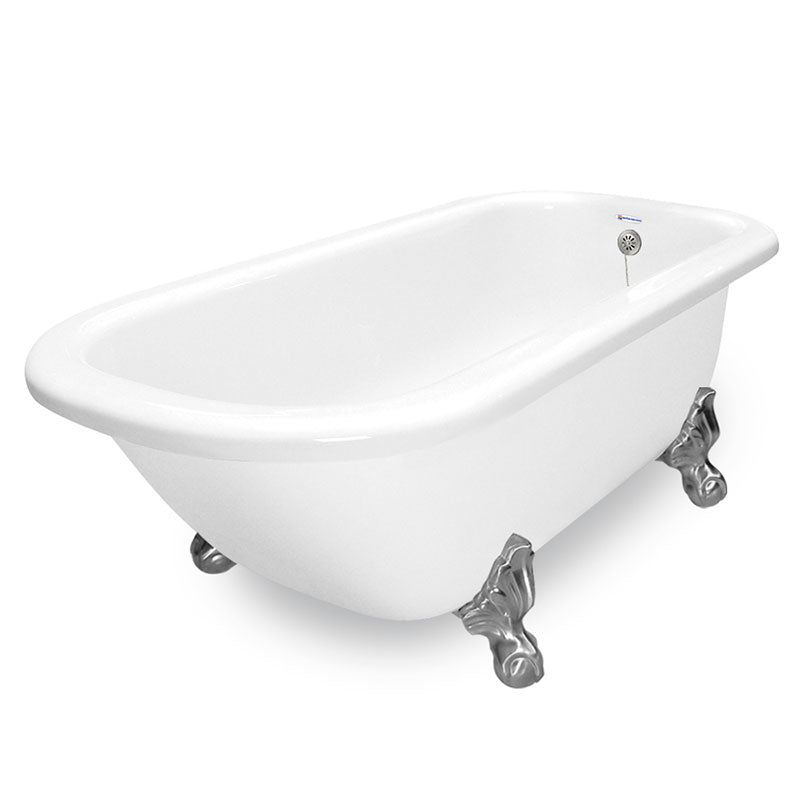 American Bath Factory Maverick 67" White AcraStone Tub & Drain, No Faucet Holes
