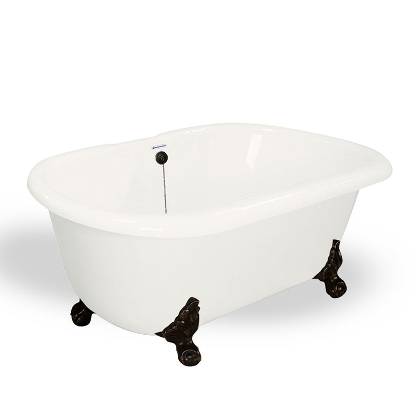 American Bath Factory Melinda 60" Bisque AcraStone Tub & Drain, No Faucet Holes