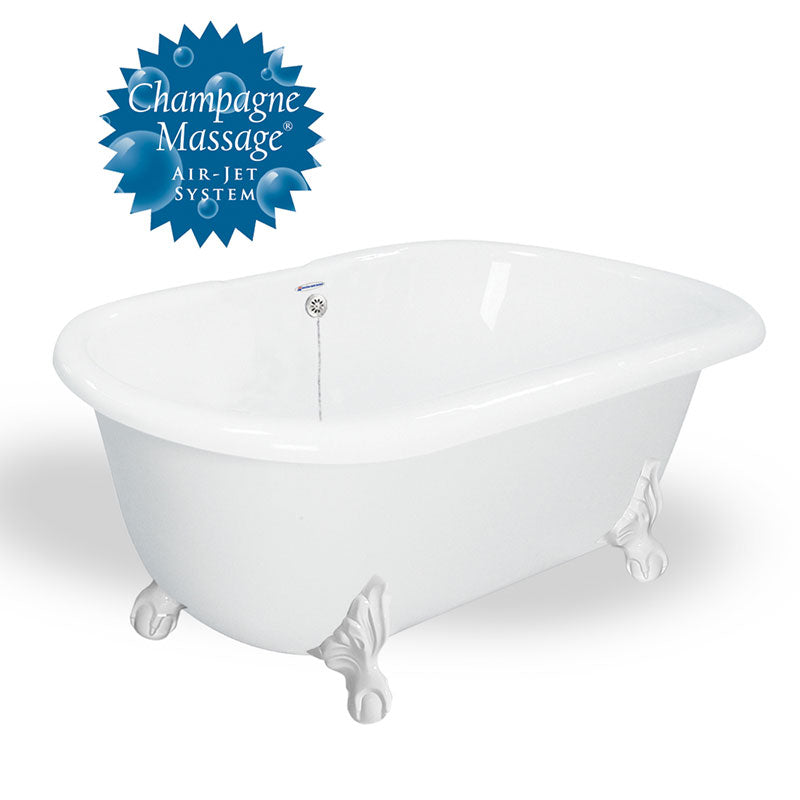 American Bath Factory Melinda 60" White AcraStone Tub & Drain, 7" Faucet Holes