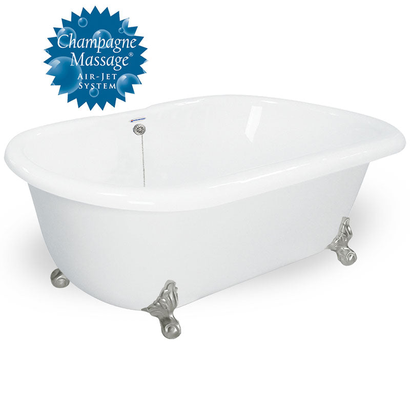 American Bath Factory Celine 70" White AcraStone Tub & Drain, 7" Faucet Holes