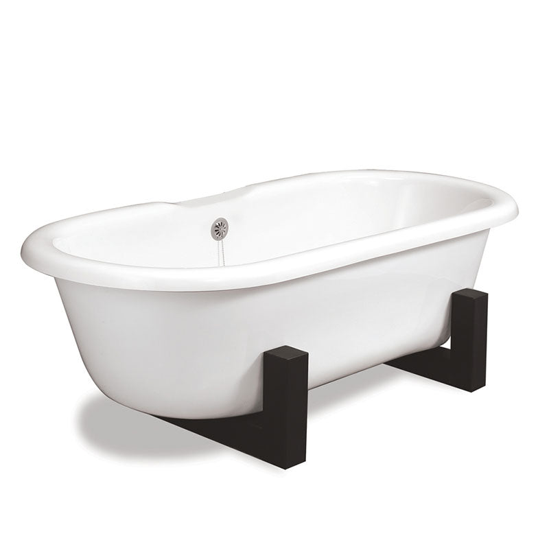 American Bath Factory Celine Zen 70" White AcraStone Tub & Drain, No Faucet Holes
