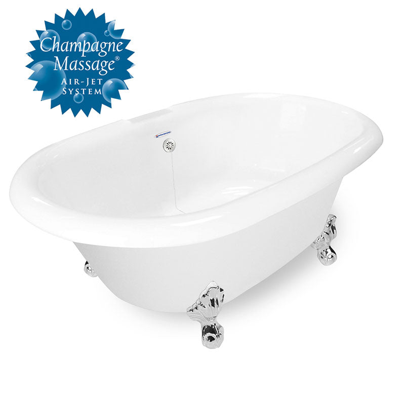 American Bath Factory Duchess 72" White AcraStone Tub & Drain, No Faucet Holes