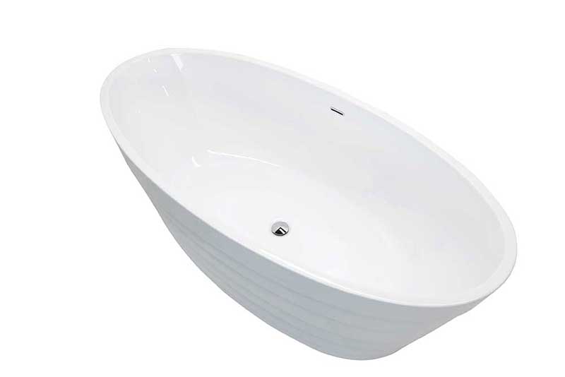 Anzzi Nimbus 5.6 ft. Acrylic Center drain Freestanding Bathtub in White with Sens Freestanding Faucet in Chrome 3