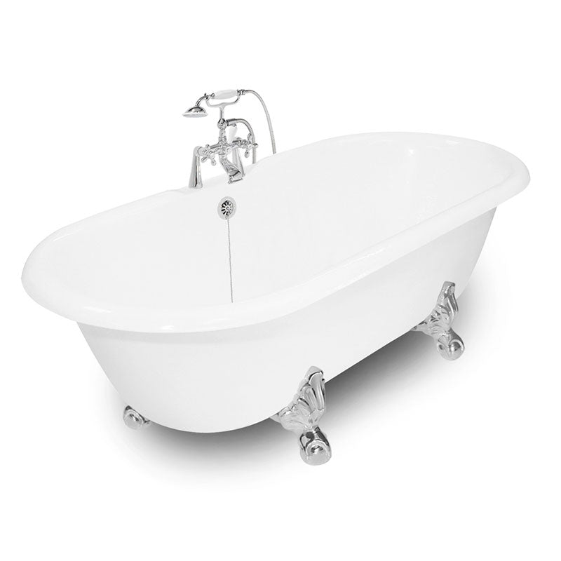 American Bath Factory 67" Winston in White with Chrome Finish and F900A Deck Mount